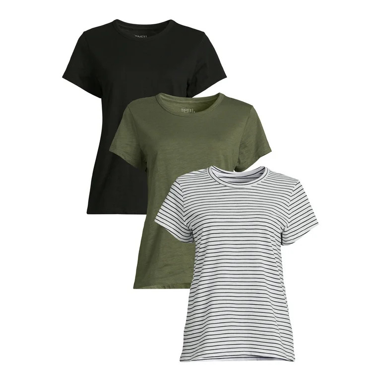 Time and Tru Women's Short Sleeve Slub Crew Tee | Walmart (US)