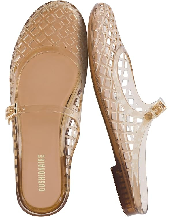 CUSHIONAIRE Java Casual Womens Jelly Flats with Adjustable Strap, Closed Toe Mary Janes Mule Desi... | Amazon (US)