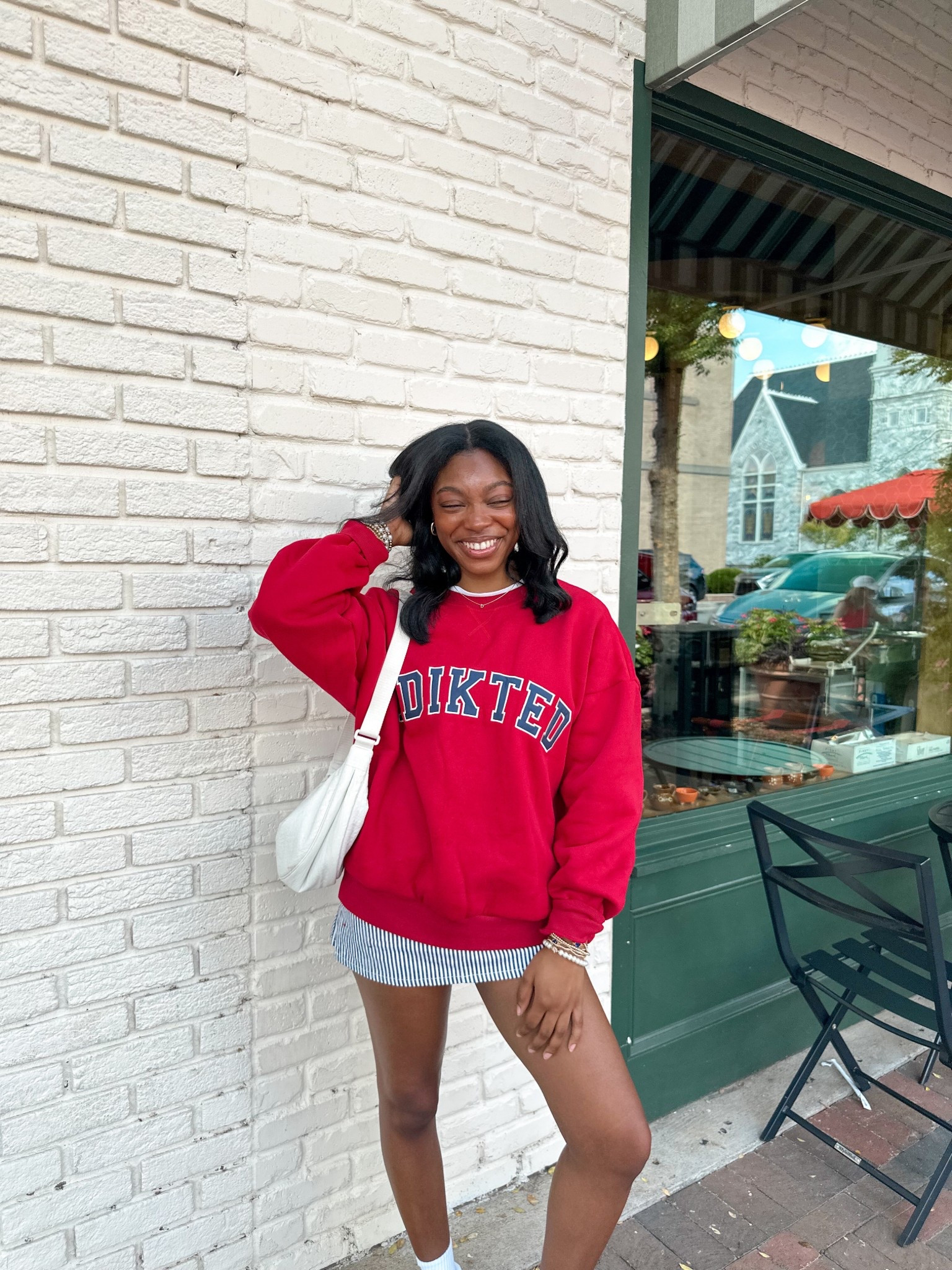 loving red for fall, paired it with a cute striped skirt from Edikted 

#LTKStyleTip #LTKSeasonal #LTKItBag