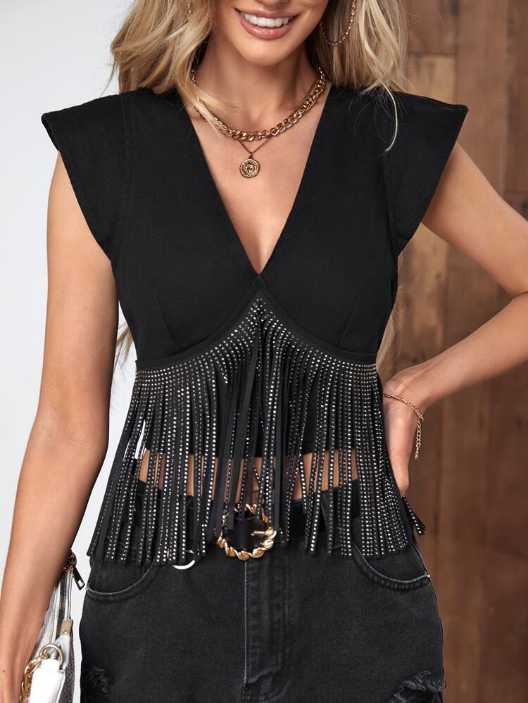 New
     
      Fringe Trim Crop Tank Top | SHEIN