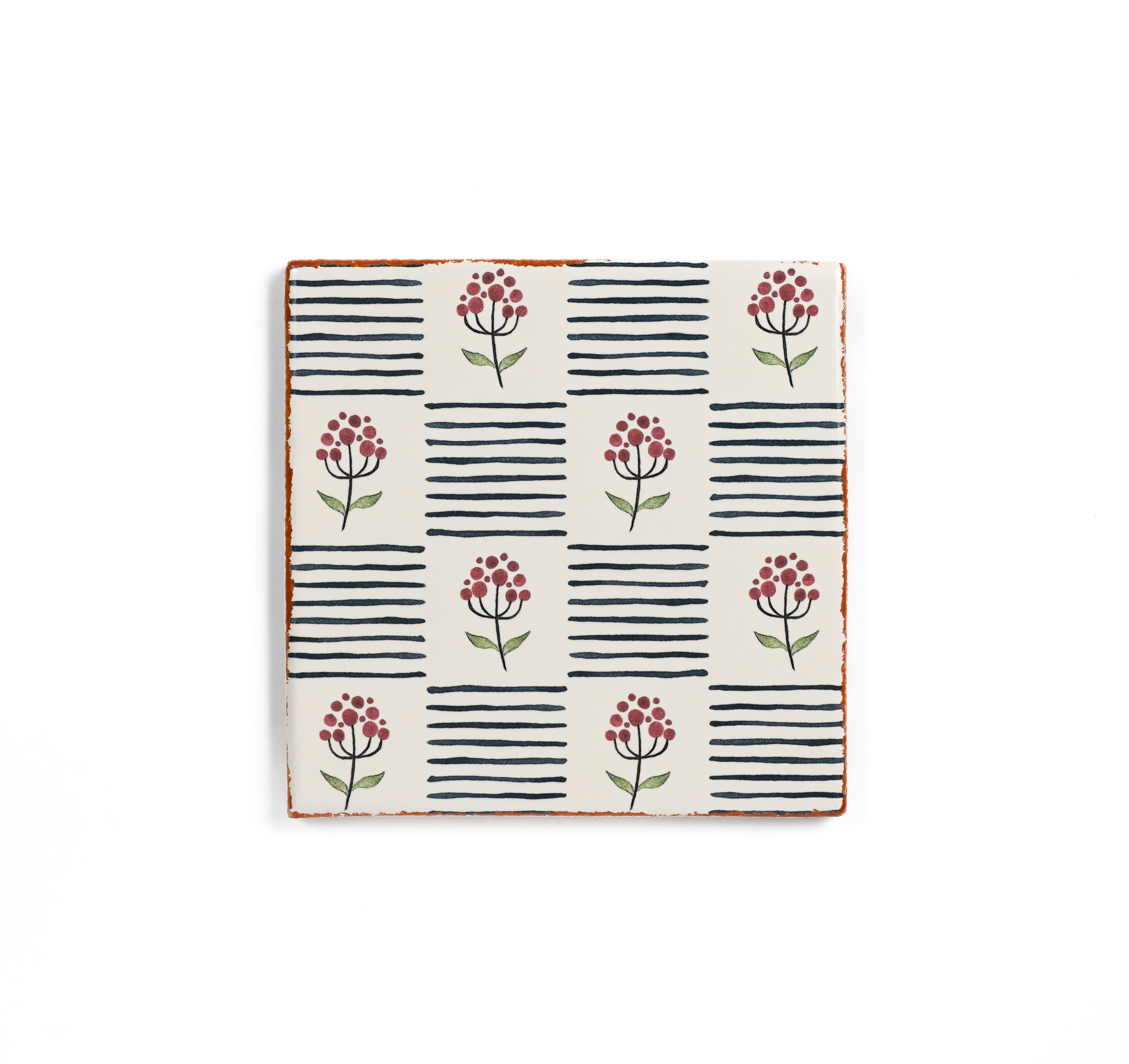 Palmetto Bloom 6x6 Ceramic Terracotta Field Tile Glazed | Bedrosians Tile and Stone