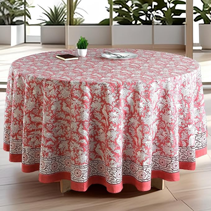 CPC Round Tablecloth- Cotton Indian Block Print Tablecloth -Handmade Printed Washable Cotton Tabl... | Amazon (US)