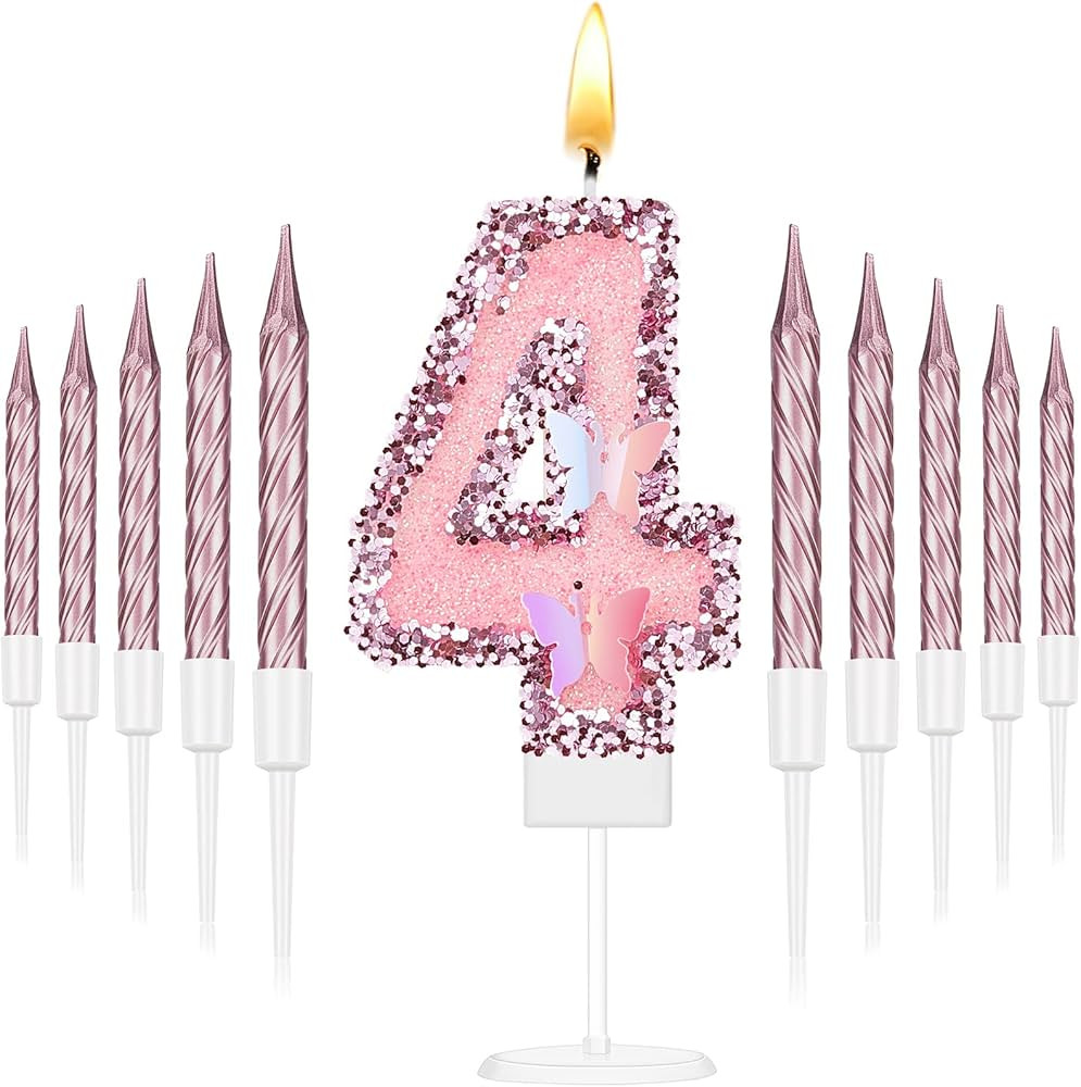 2.75" Large Pink Glitter Happy Birthday Candles Girls Number Candles for Birthday Cakes Sequin Nu... | Amazon (US)