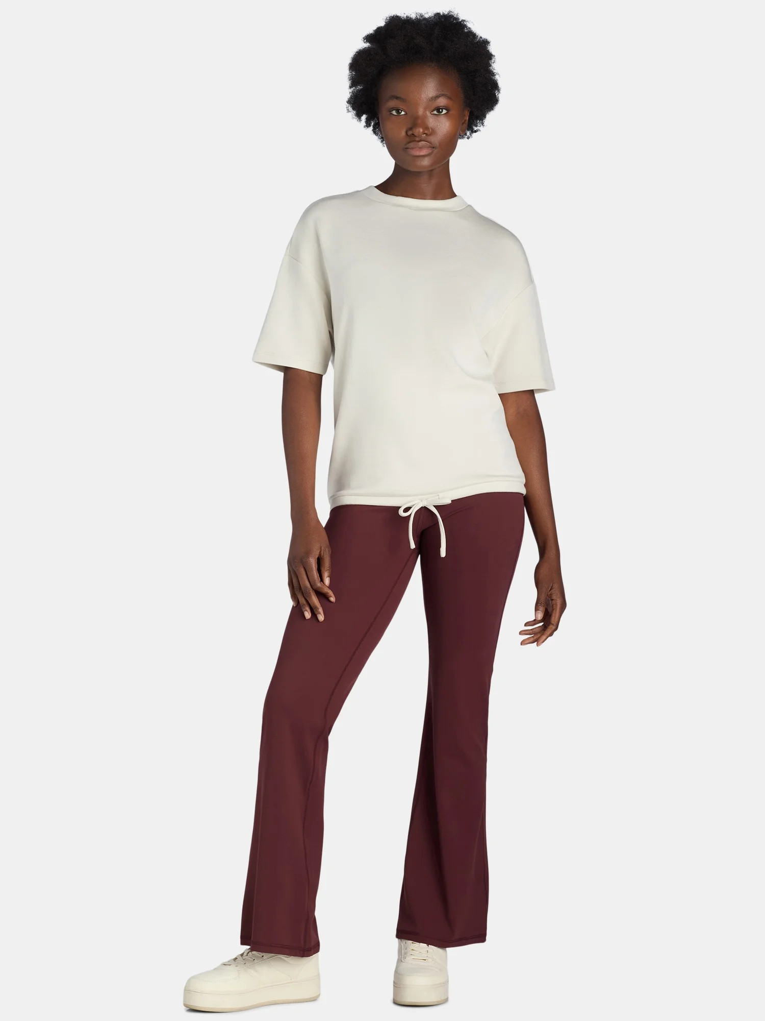 Avia Women's Short Sleeve Scuba Cinch Waist Tee, Sizes XS-XXXL - Walmart.com | Walmart (US)