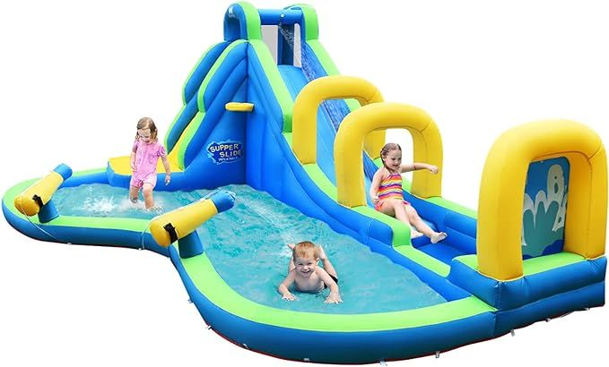 BOUNTECH Inflatable Water Slide, Mega Waterslide Park for Kids Backyard Fun w/Adventure Long Slid... | Amazon (US)