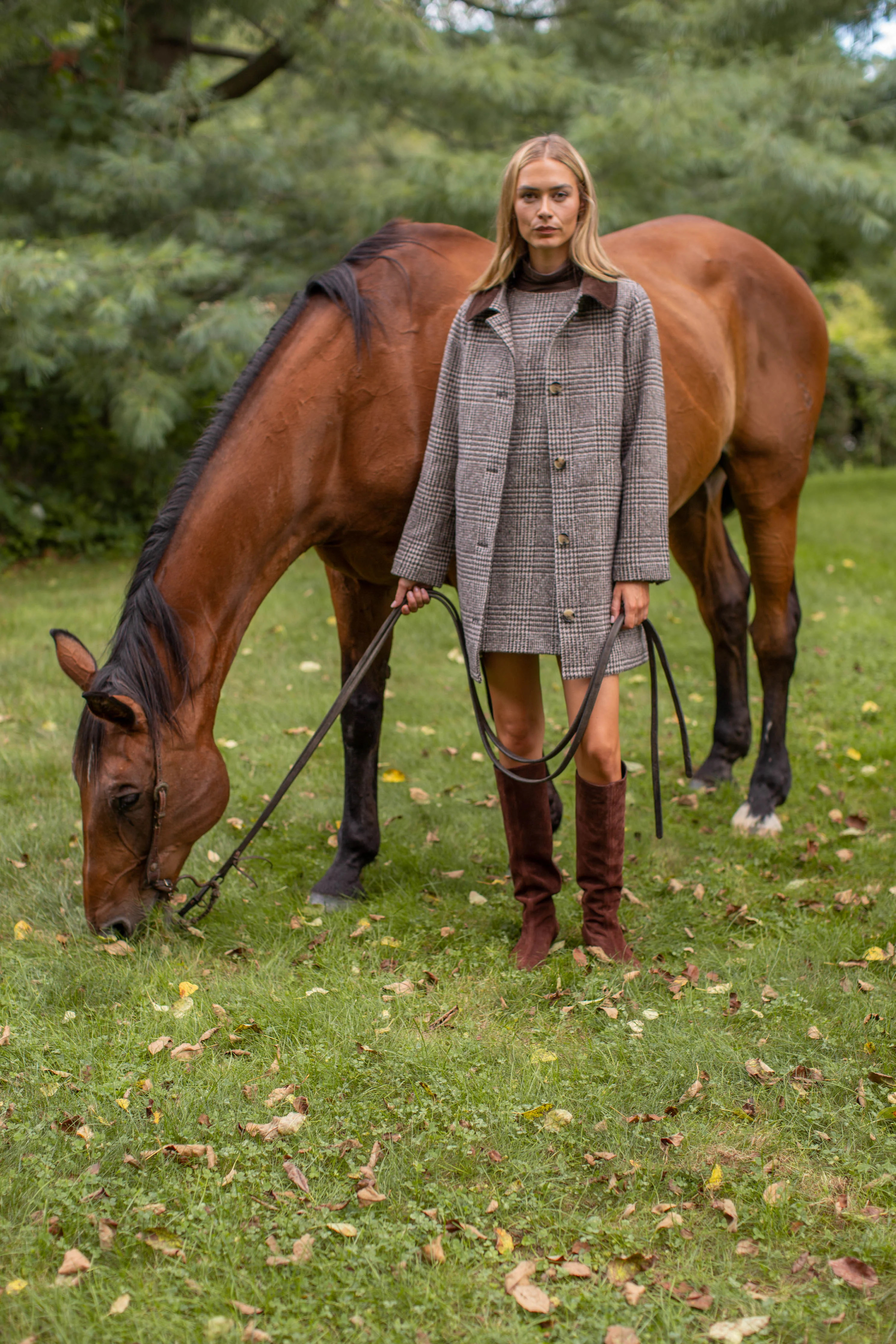 Nora Coat - Brown Glen Plaid | Marea