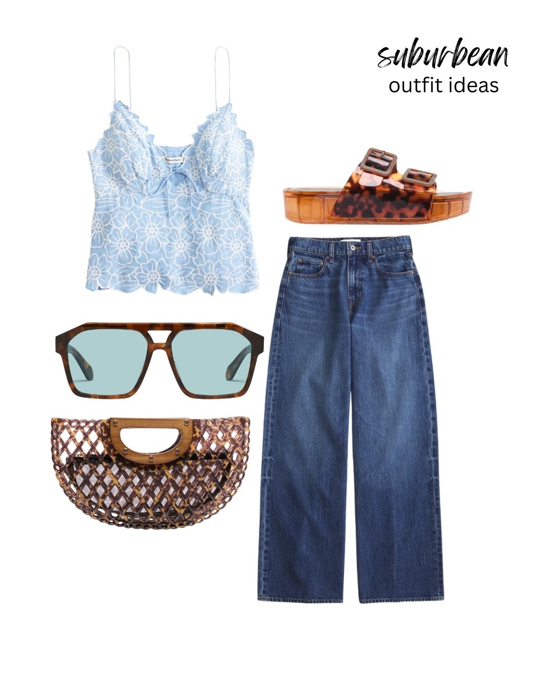 Cute summer outfit for women ✨

Summer outfit, wide leg jeans, tortoise shell, summer tops, y2k fashion
