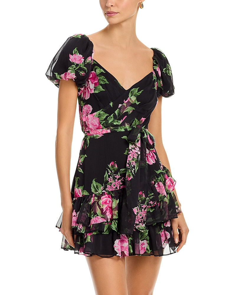 Aqua Floral Short Sleeved Mini Dress - Exclusive | Bloomingdale's (US)