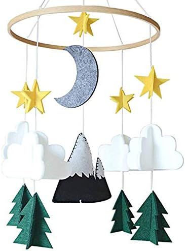 Baby Crib Mobile Hanging Ornament, 3D Starry Clouds Woodland Nursery Bed Ornament, for Baby Showe... | Amazon (US)