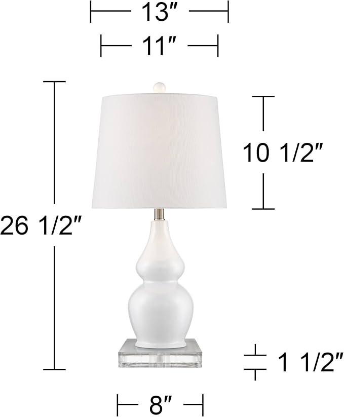 Jane 26 1/2" Tall Table Lamps White Ceramic Country and Square Riser Modern | Double Gourd Cottag... | Amazon (US)