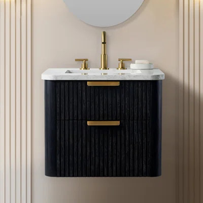 Liljan 24'' Wall-Mounted Single Bathroom Vanity with Engineered Stone Top | Wayfair North America