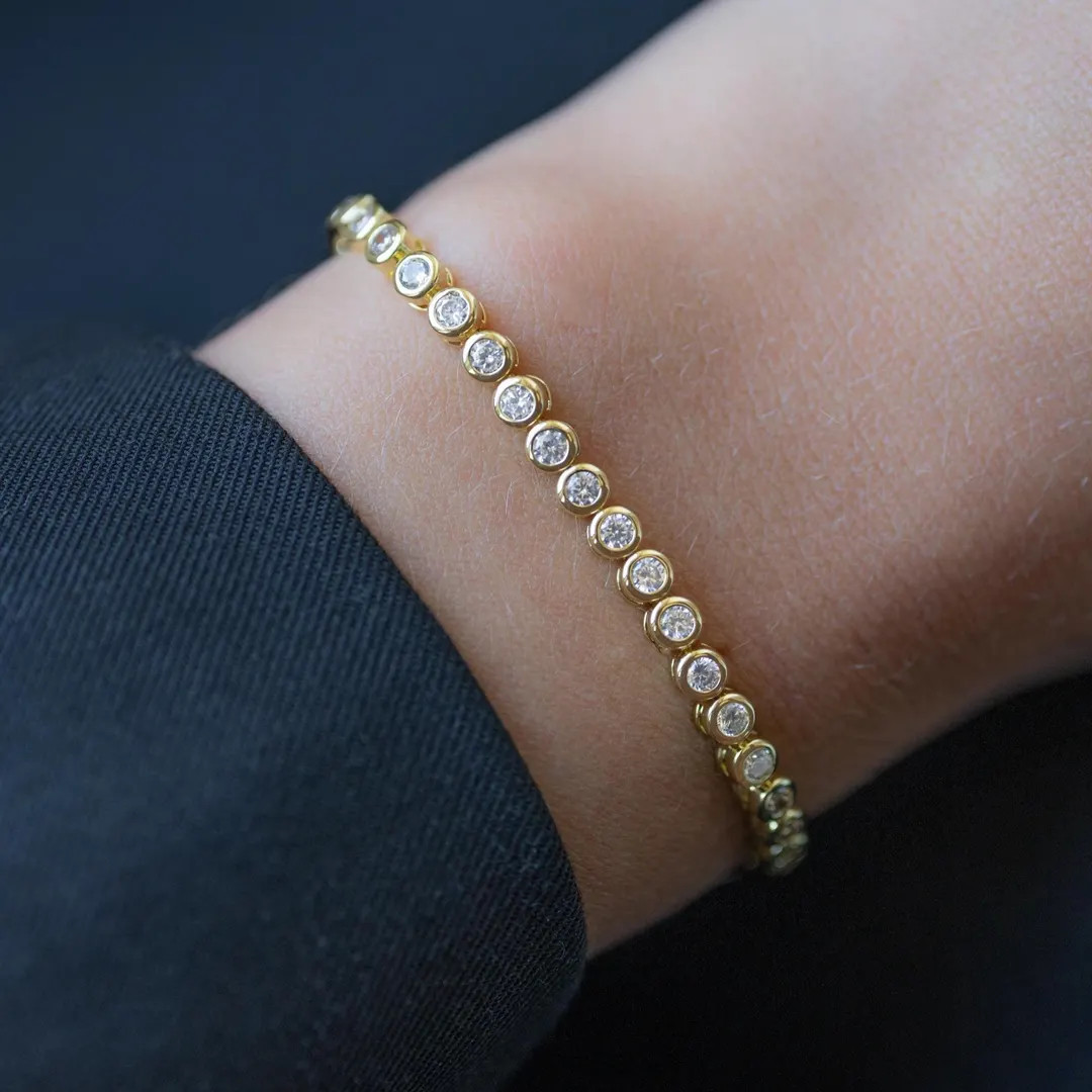 Tennis Bracelet, Gold Tennis Bracelet, Cubic Zirconia Tennis Bracelet, Dainty Bracelet, Diamond B... | Etsy (US)