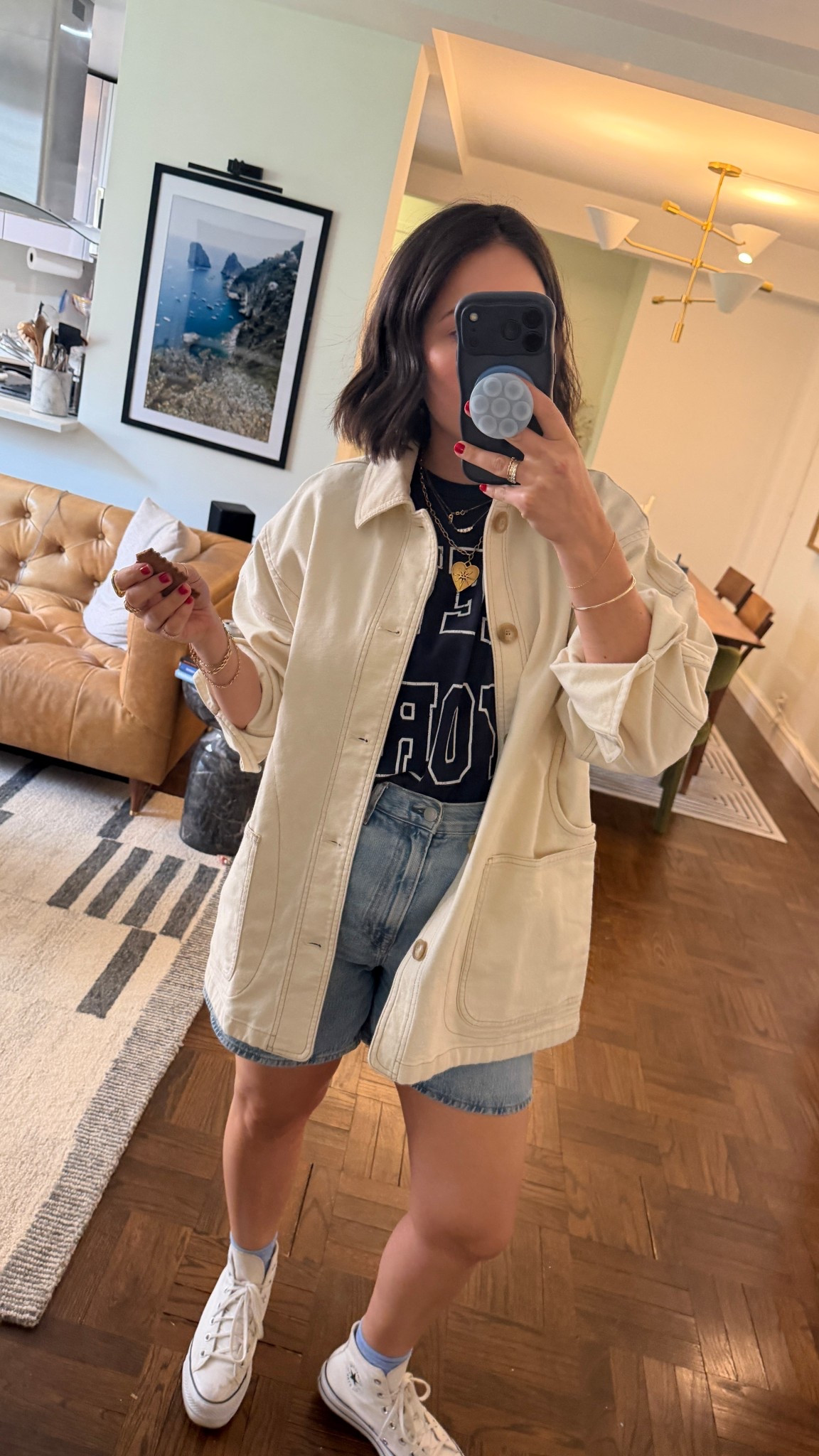 Barn jacket and jean shorts. Baseball game outfit idea 

#LTKFestival #LTKootd #LTKgrwm