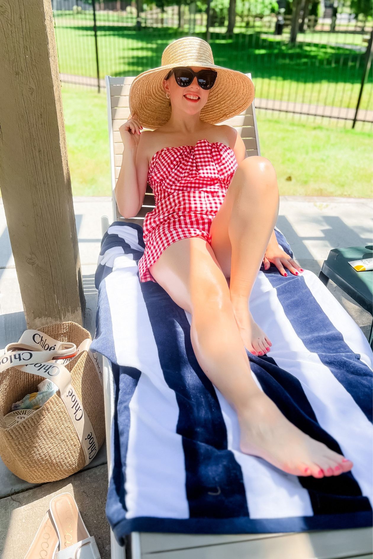 Wearing size small in this 4th of July outfit! Love this gingham romper. Fits true to size. 

4th of July. July 4th. Summer outfit. Strapless romper. Gingham. Pool outfit. Beach. Bbq. Romper. 4th of h
July outfit 

#LTKunder100