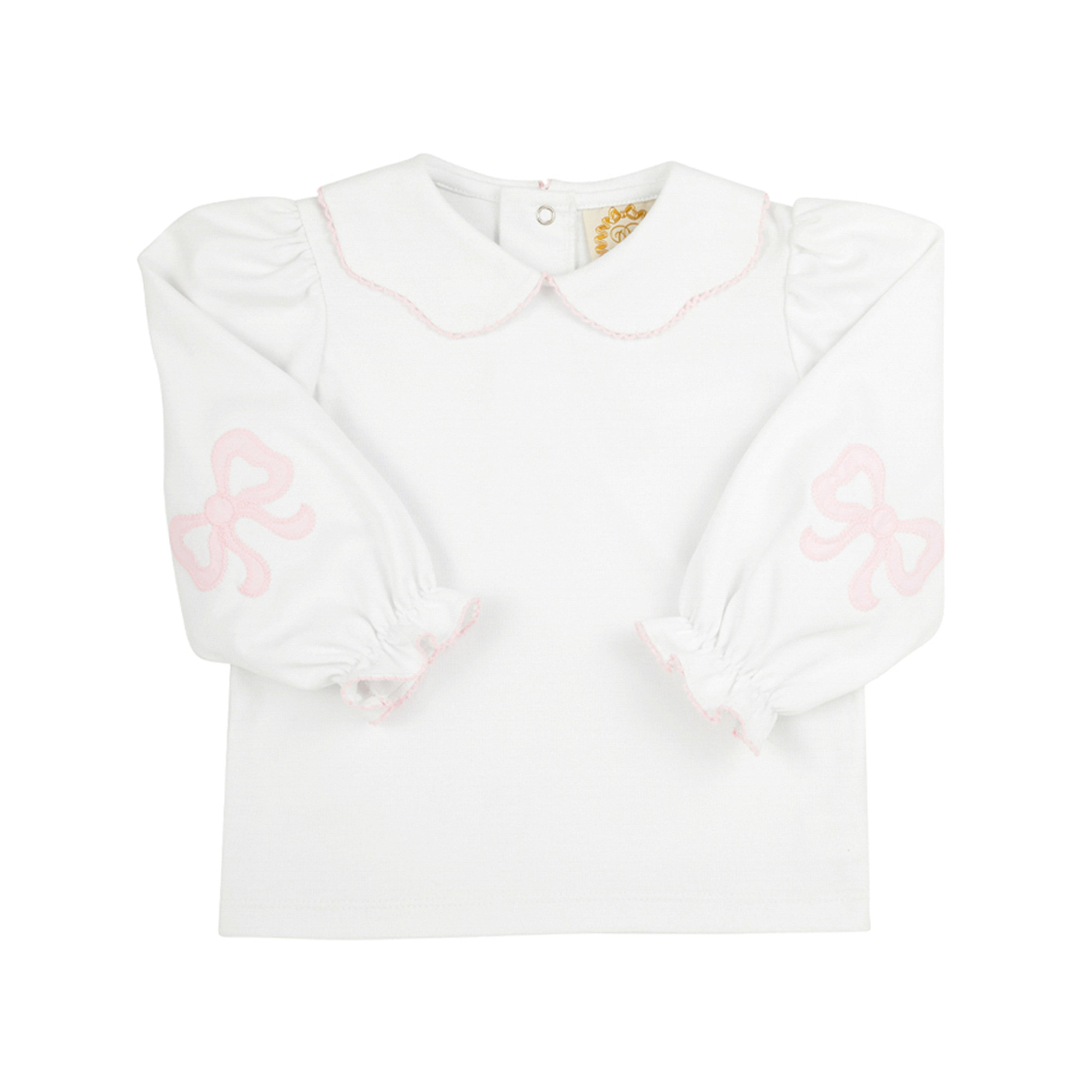 Emma's Elbow Patch Top & Onesie - Worth Avenue White with Palm Beach Pink | The Beaufort Bonnet Company