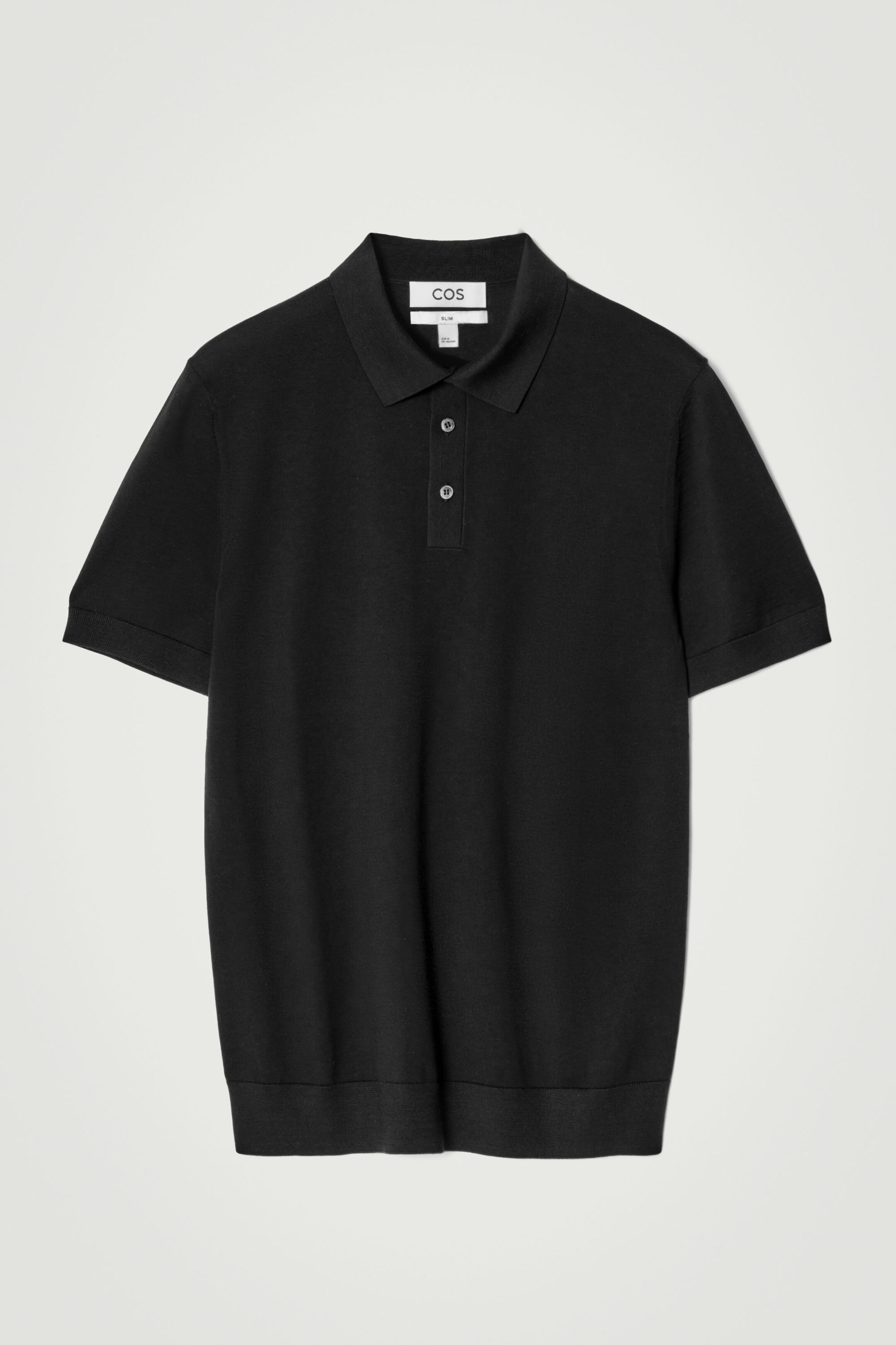 SLIM KNITTED SILK POLO SHIRT - BLACK | COS (AU)