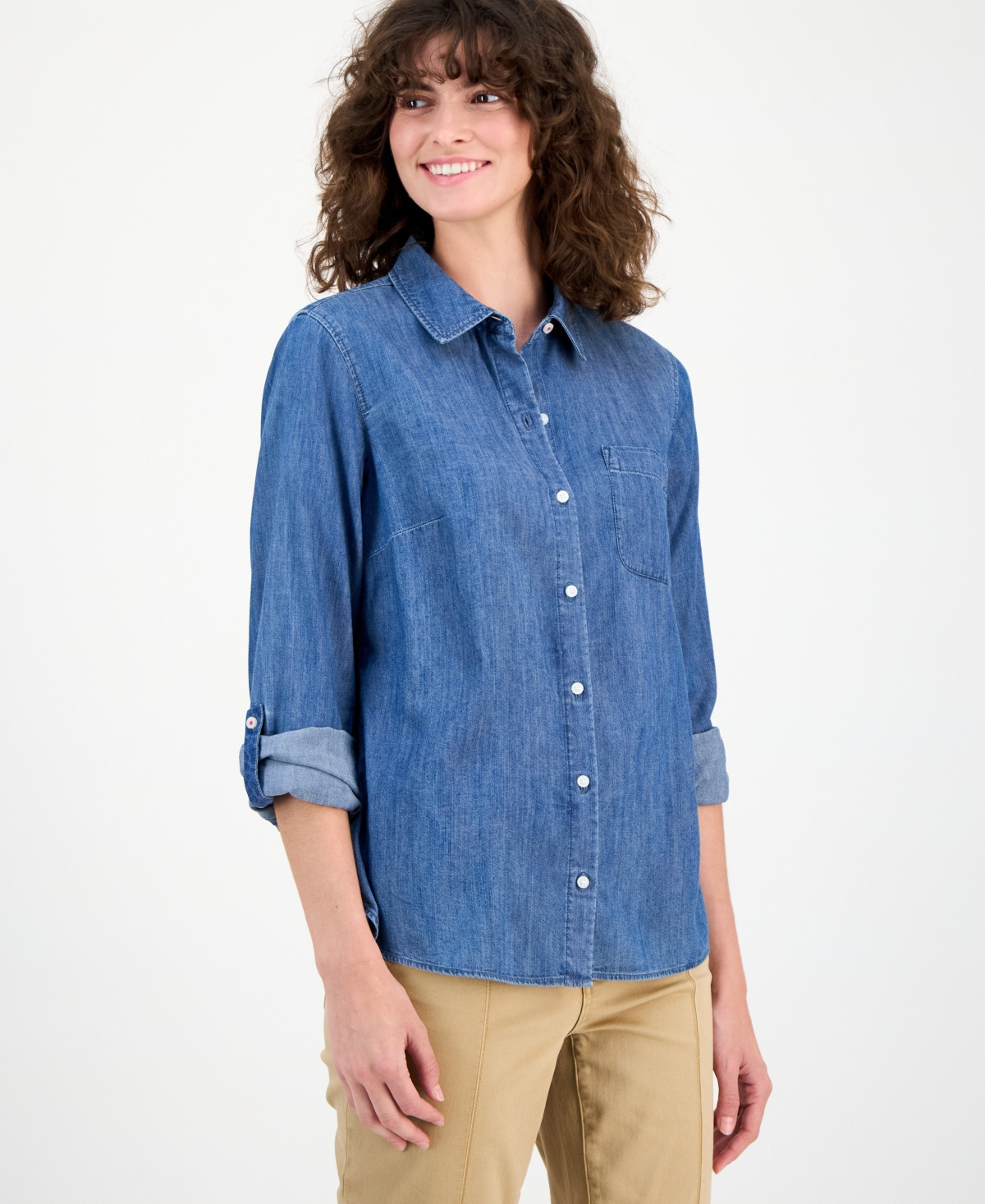 Nautica Jeans Women's Chambray Utility Shirt - Med Azure | Macy's