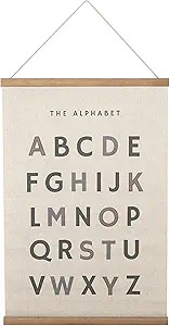 Bon et Beau 16 x 24 Inch Embroidered Alphabet Poster with Wood Poster Hanger - Neutral Gray Wall ... | Amazon (US)
