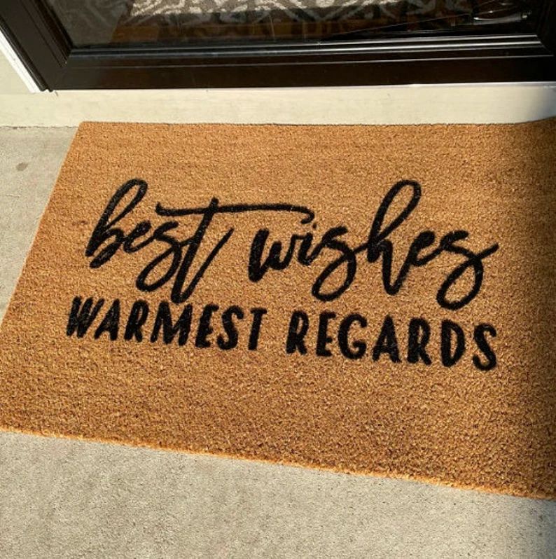 Best Wishes Warmest Regards Doormat, Door Mat Rug, Outdoor Welcome Mat, Personalized Custom Perso... | Etsy (US)