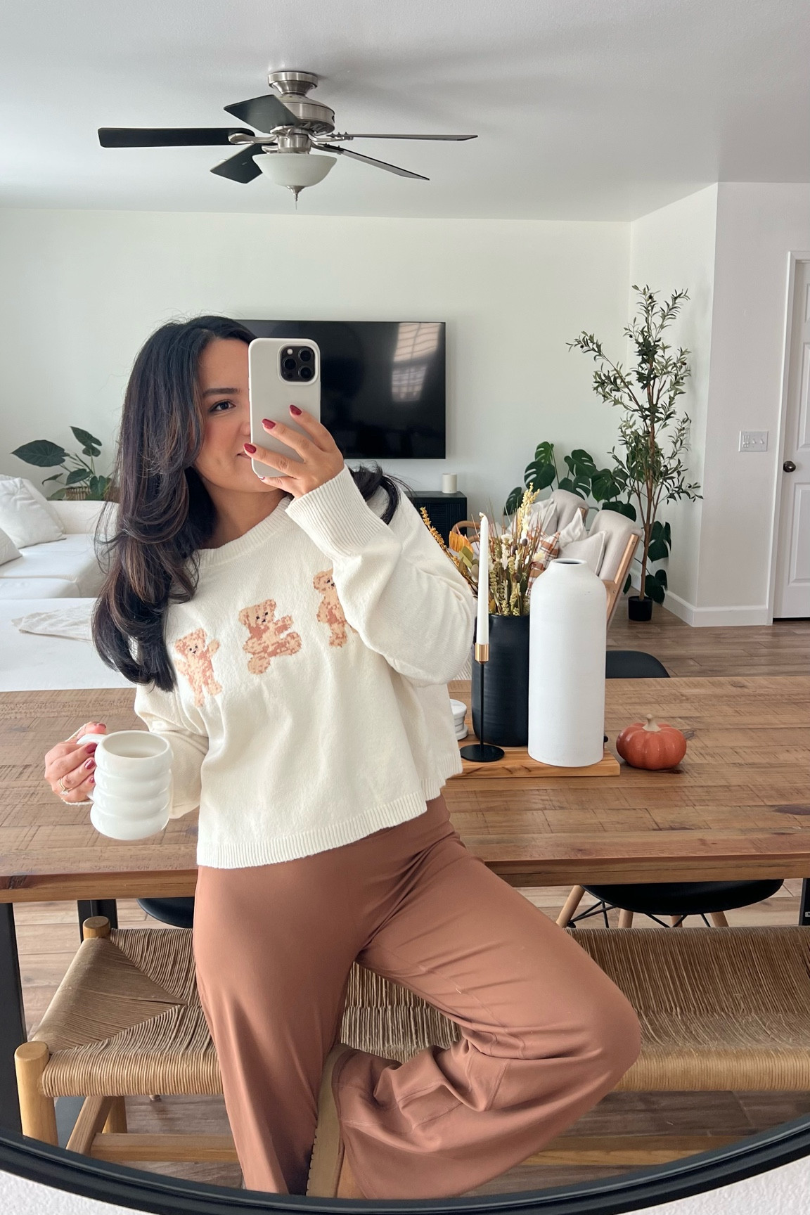 A comfy fall outfit. Stretchy and buttery soft pants. Lululemon dupes. Wearing size medium. Wearing size medium in the teddy sweater. 

#LTKSeasonal #LTKxPrimeDay #LTKStyleTip