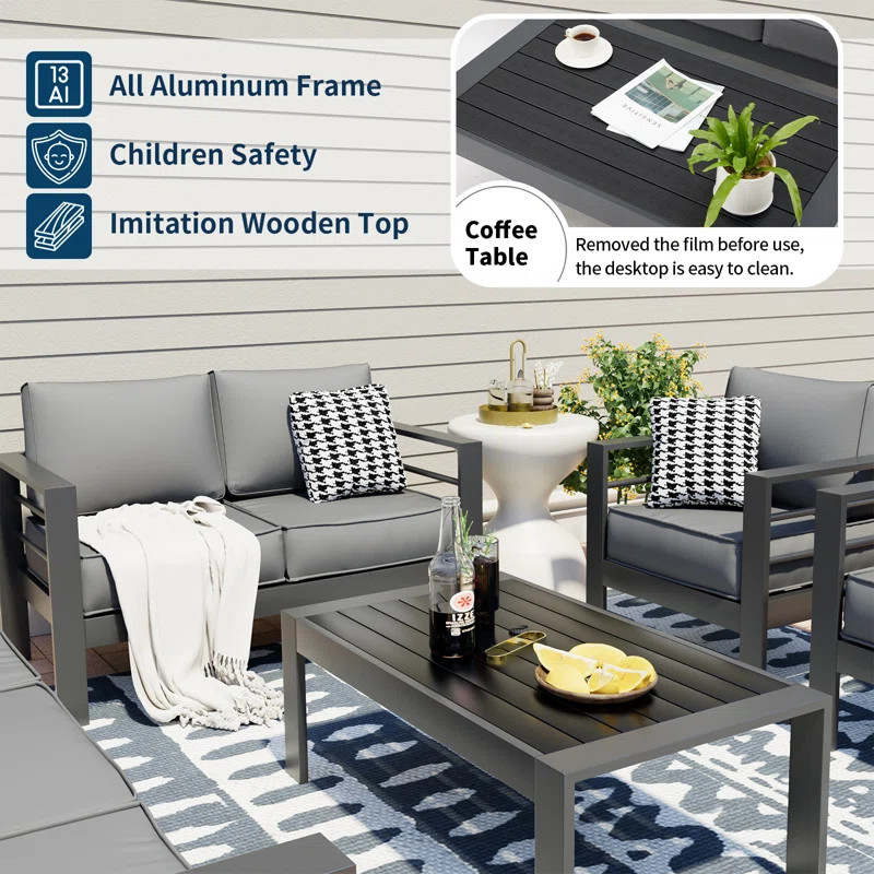 7 - Person Outdoor Seating Group with Cushions | Wayfair North America