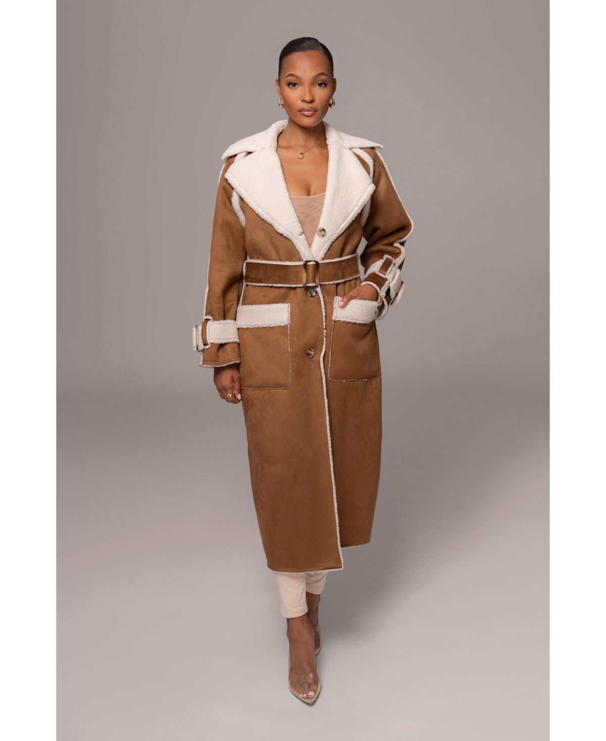 Jluxlabel Women's Suede And Sherpa Reversible Coat - Tan | Macy's
