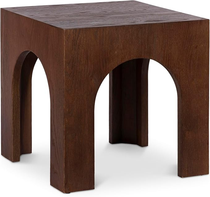 Meridian Furniture 273Brown-E Arch Collection Art Deco End Table with Solid Oak Wood, Brown Walnu... | Amazon (US)