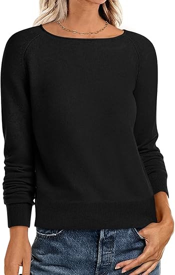 ANRABESS Womens Long Sleeve Boat Neck Casual Soft Lightweight Basic Pullover Sweater Top 2025 Fal... | Amazon (US)