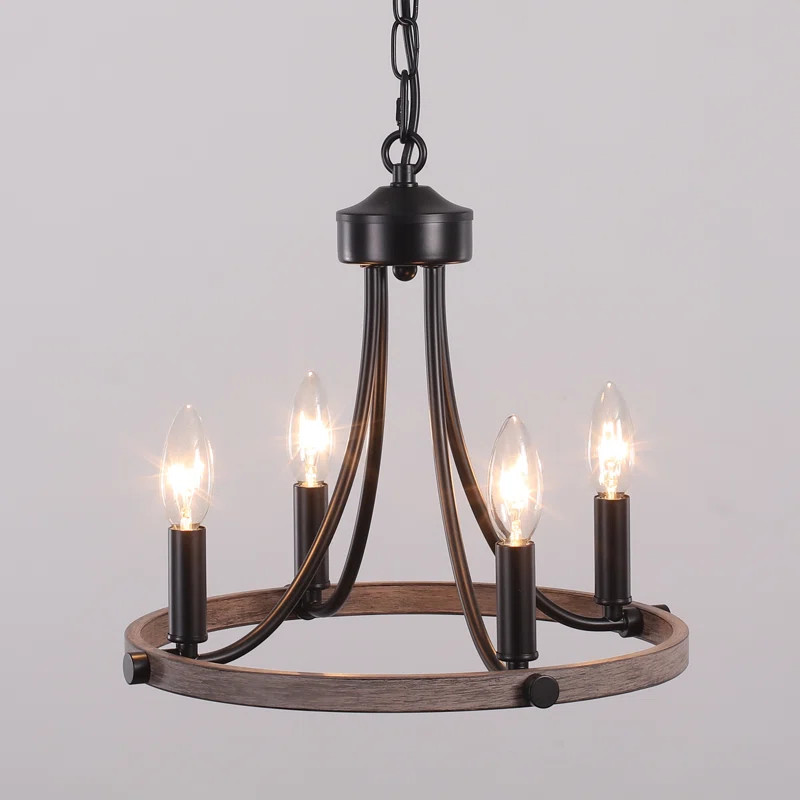 Meent 4 - Light Candle Style Wagon Wheel Pendant | Wayfair North America