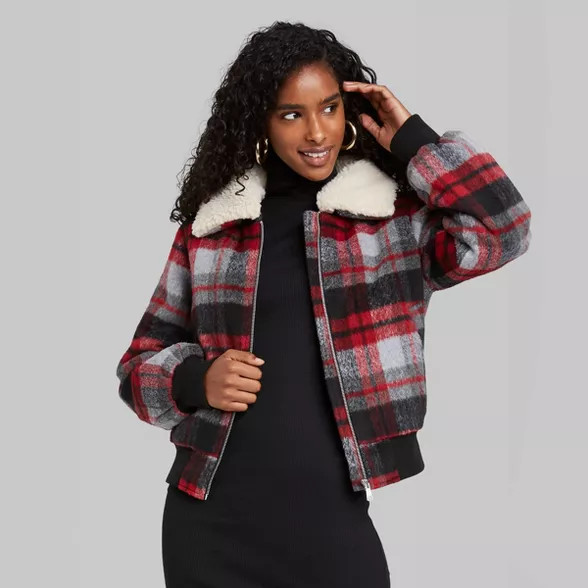 Women's Plaid Bomber Jacket - Wild Fable™ | Target