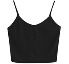SheIn Women's Casual V Neck Sleeveless Ribbed Knit Cami Crop Top | Amazon (US)