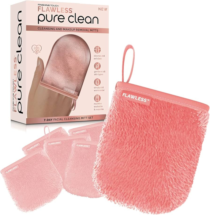 Finishing Touch Flawless Facial Mitt Makeup Remover, Pure Clean 7-Day Makeup Remover Cloth Set, R... | Amazon (US)