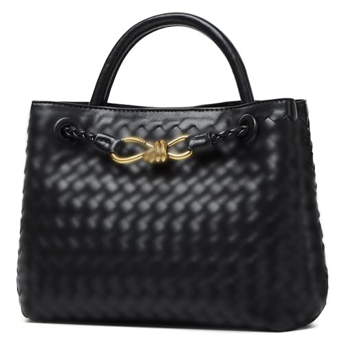 URAWOW Woven Bags for Women Bowknot Small Tote Shoulder Hobo Crossbody Bags PU Leather Handwoven Woven Purse | Amazon (US)