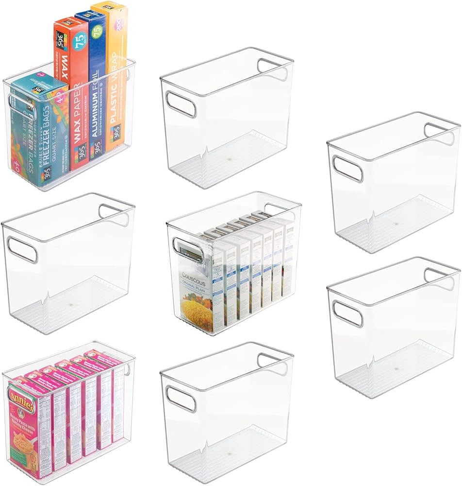 mDesign Tall Plastic Kitchen Pantry Cabinet, Refrigerator or Freezer Food Storage Bin with Handle... | Amazon (US)