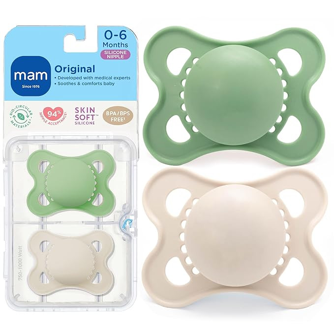 MAM Original Matte Baby Pacifiers 0-6 Months, Binky for Newborn Babies, BPA-Free Skin Soft Silico... | Amazon (US)