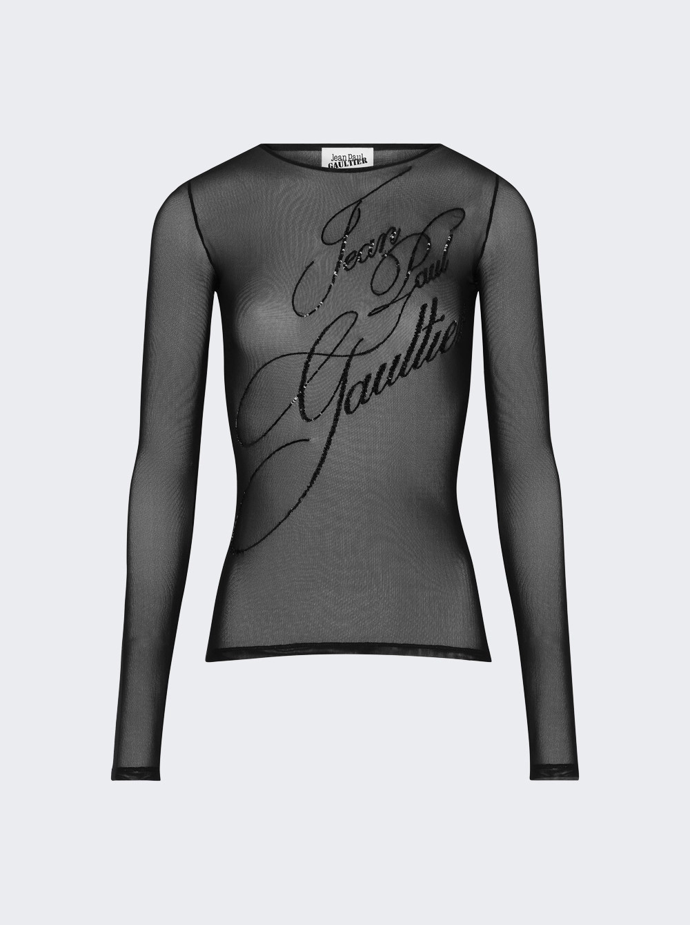 Sequined Mesh Long Sleeve Top Black  | The Webster | The Webster