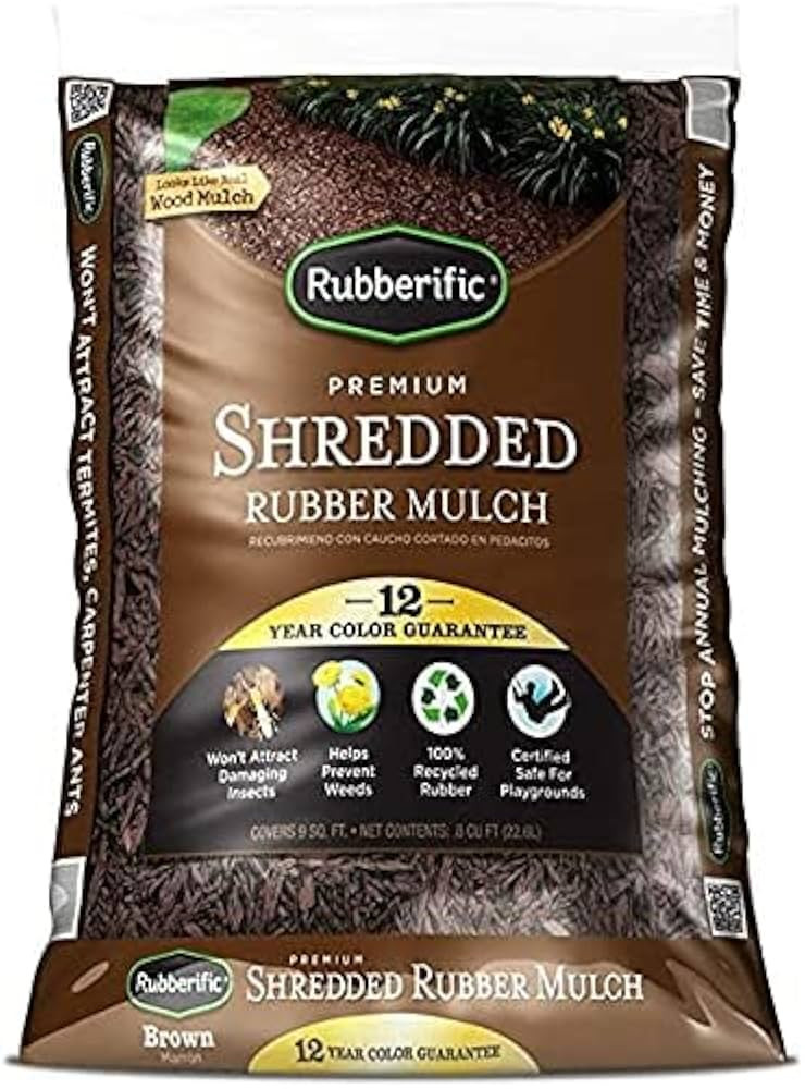 Rubberific 0.8 cu ft Shredded Rubber Mulch (Brown) | Amazon (US)