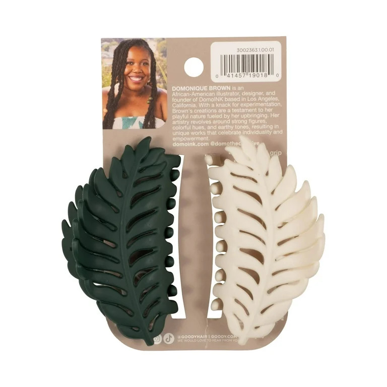 Goody Tru x DomoINK Leaf Claw Clip, 2 Ct, Strong Grip, Trendy Hair Styling Accessories, 2 Ct | Walmart (US)