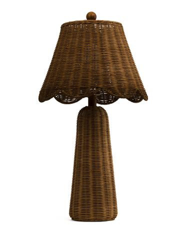 24in Rattan Scalloped Shade Table Lamp | TJ Maxx