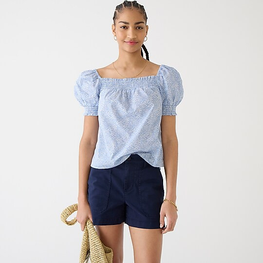 Puff-sleeve organic cotton top in Liberty® Jacqueline's Blossom fabric | J. Crew US
