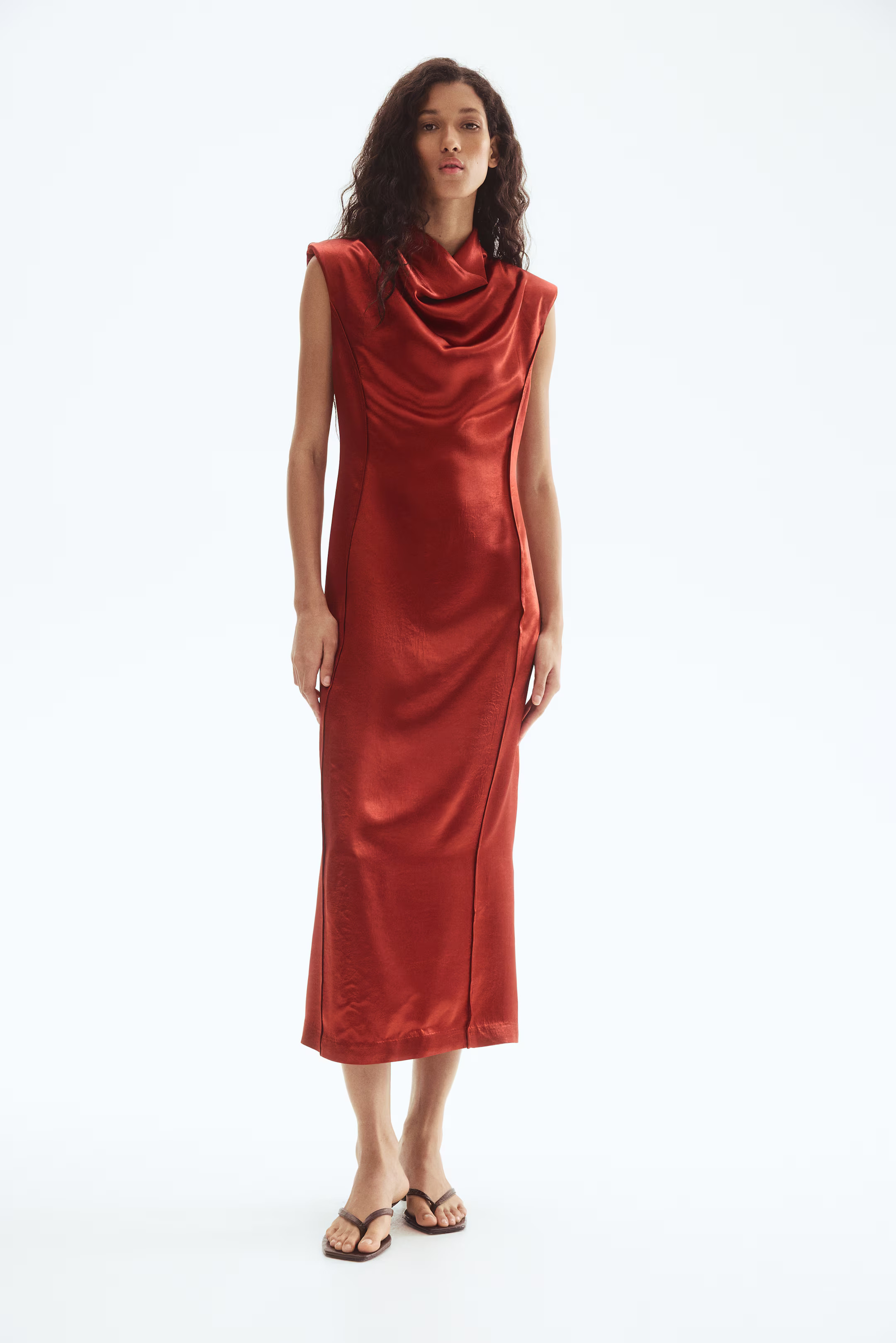 Shoulder-Pad Satin Dress | H&M (US + CA)