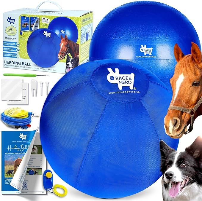 Race&Herd Herding Ball for Dogs Blue Heelers, Horse Ball & Ball Cover - 25" Ball Large with Air P... | Amazon (US)
