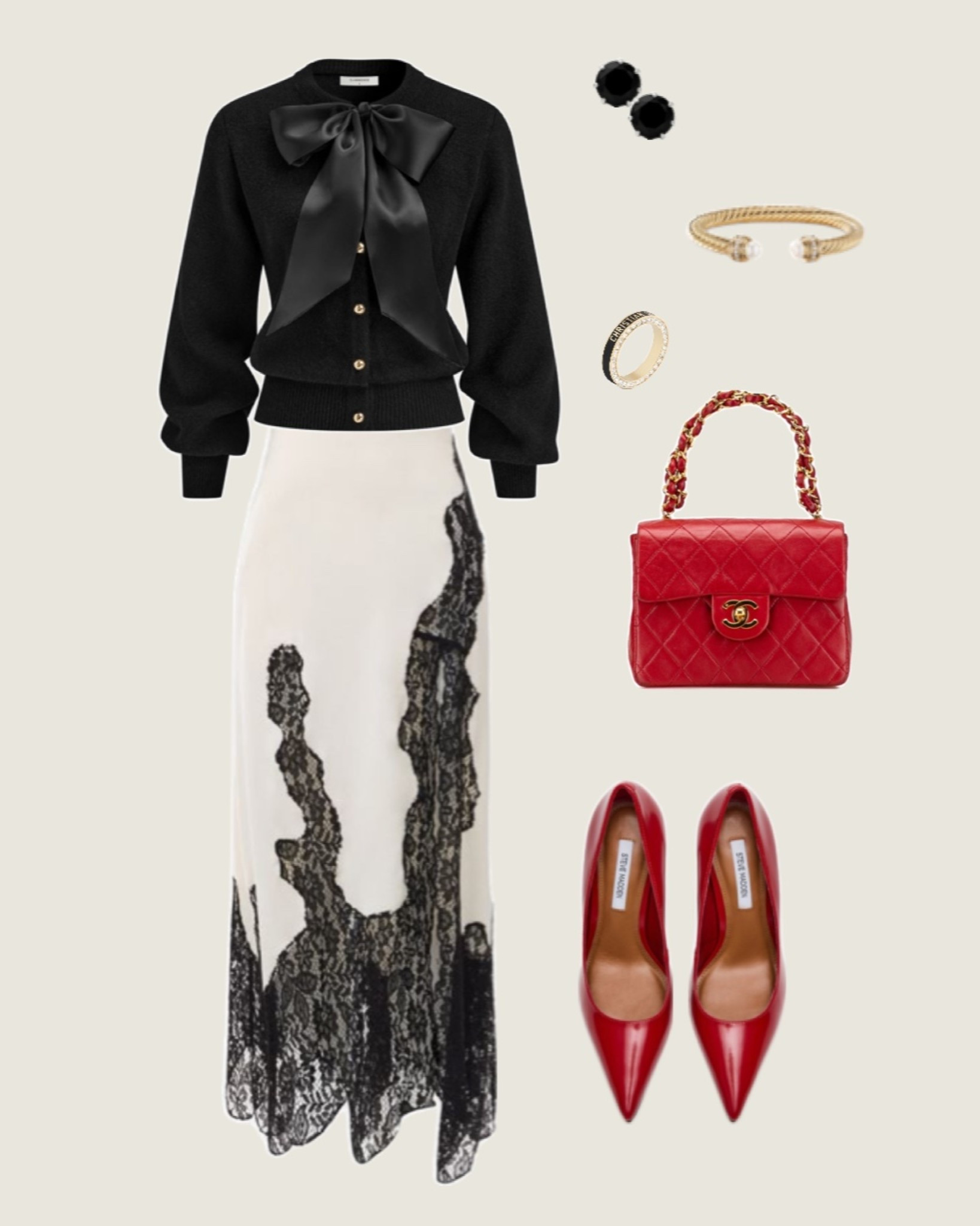 holiday party outfit, black sweater outfit, lace trim skirt outfit, red heels outfit, red pointed toe heels, red handbag outfit, holiday dinner outfit, festive night out outfit, chic holiday look, cocktail party outfit, christmas party outfit women, elevated winter outfit, classic holiday style, feminine evening outfit

#LTKSeasonal #LTKHoliday #LTKFindsUnder100