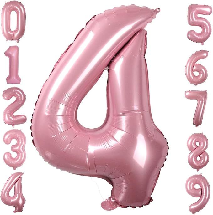 Tellpet Number 4 Balloon, Light Pink, 40 Inch | Amazon (US)