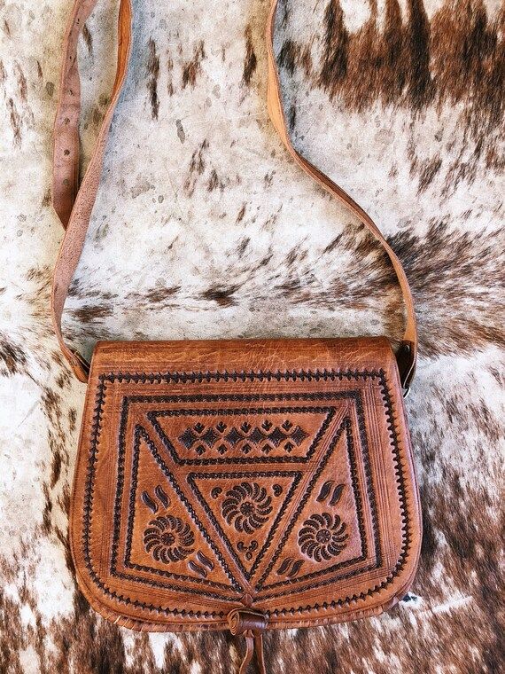 Brown Leather Boho Crossbody Purse / Boho Leather Purse / Western Handbag / Festival Bag / Gift for  | Etsy (NL)