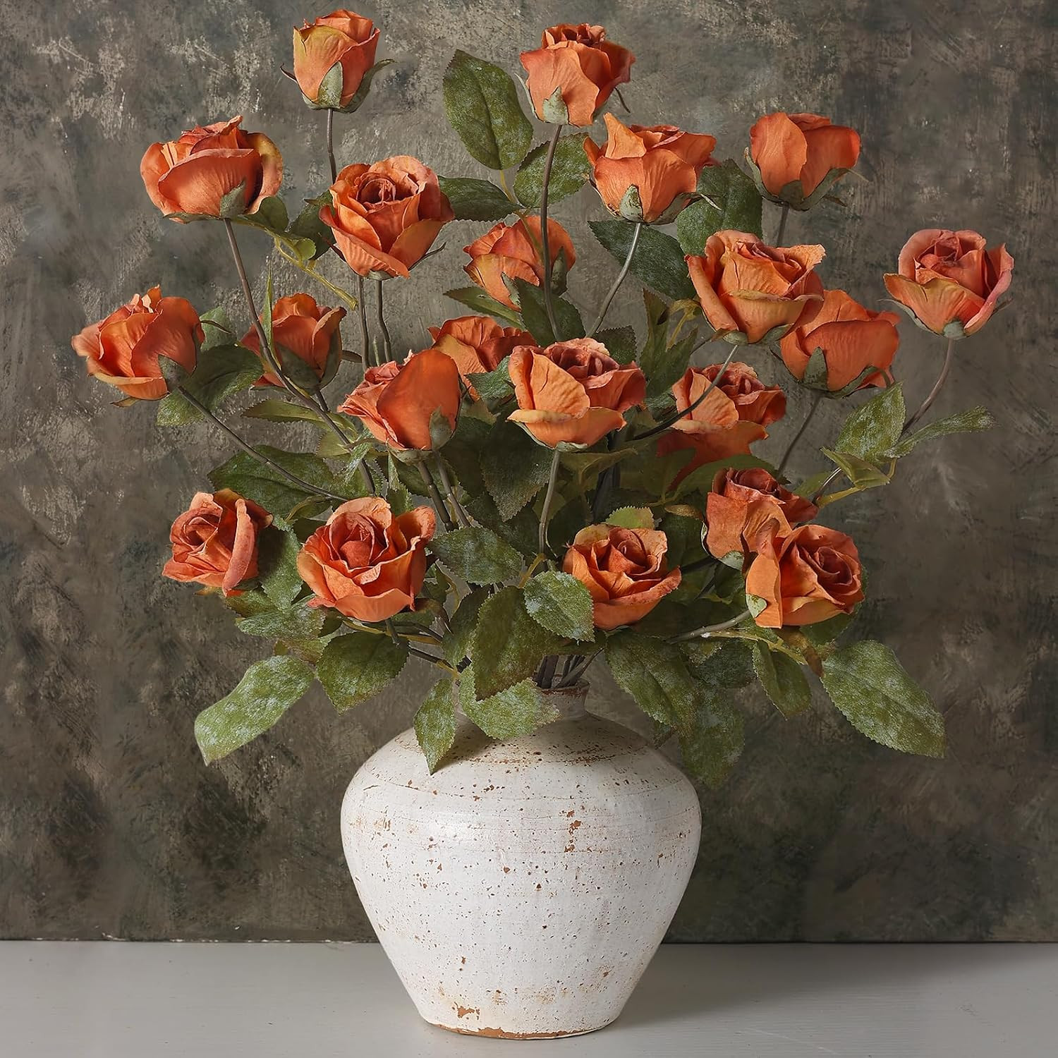 6 Pcs 28" Artificial Fall Rose Flowers Stems for Vase Decoration (Orange) | Amazon (US)