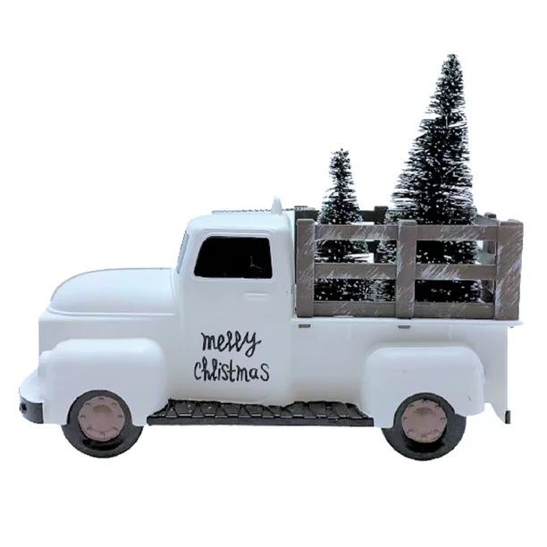 Holiday Time White Truck with Tree Ornament.  Simple Season Theme.   White & Green Color. | Walmart (US)