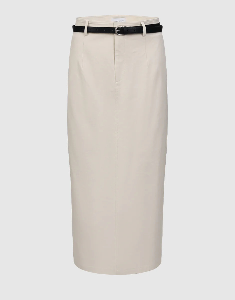 Midi Straight Skirt With Belt | Urban Revivo