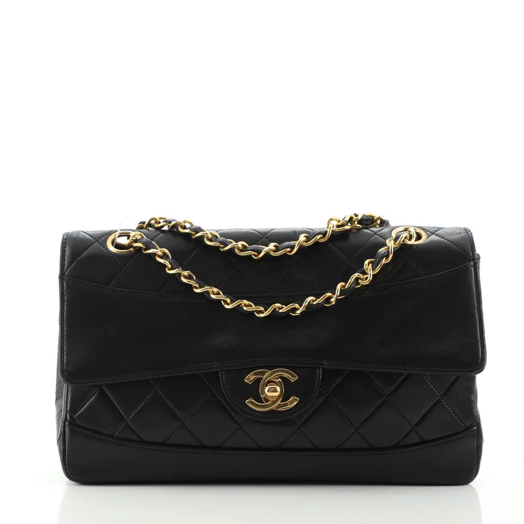 Chanel Vintage CC Chain Flap Bag Quilted Lambskin Medium Black 12520985 | Rebag