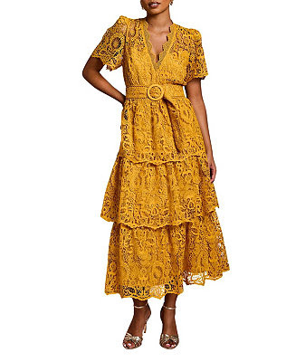 Women's Tiered Lace Midi Dress | Macy's